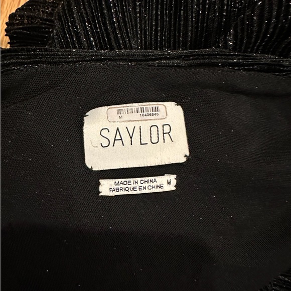 REVOLVE- SAYLOR- Alora Plisse One Shoulder MIDI Dress Black Metallic Size Medium - Picture 7 of 7